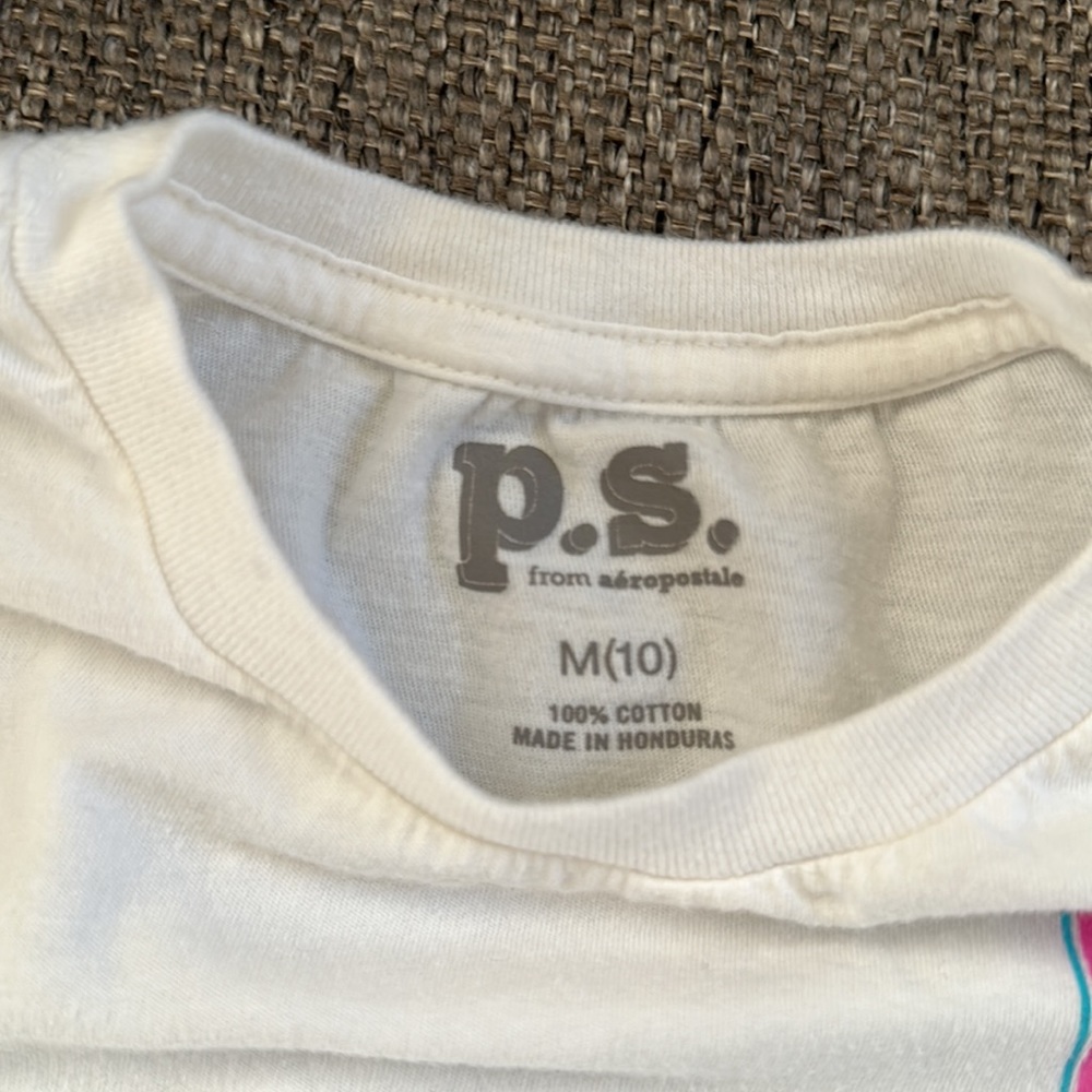 p.s. from Aeropostale Girls Long Sleeve White T-shirt Size 10 - Picture 2 of 2